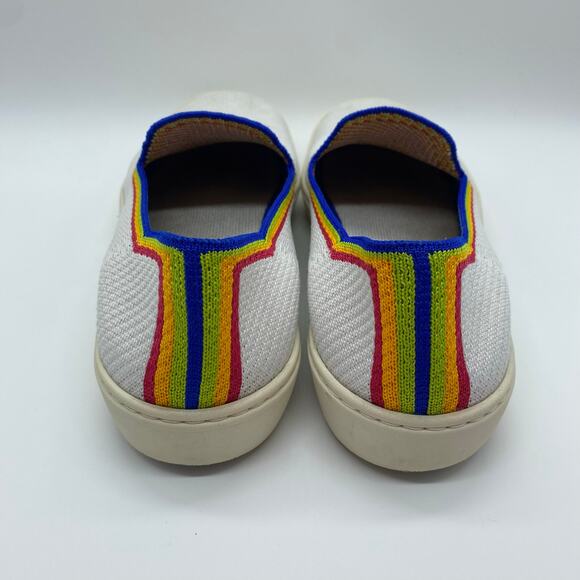 Rothy's Women's size 10 White Rainbow Slip On Shoes Colorful Preppy Casual - Picture 4 of 8